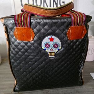Consuela Black Quilted Skull Bag